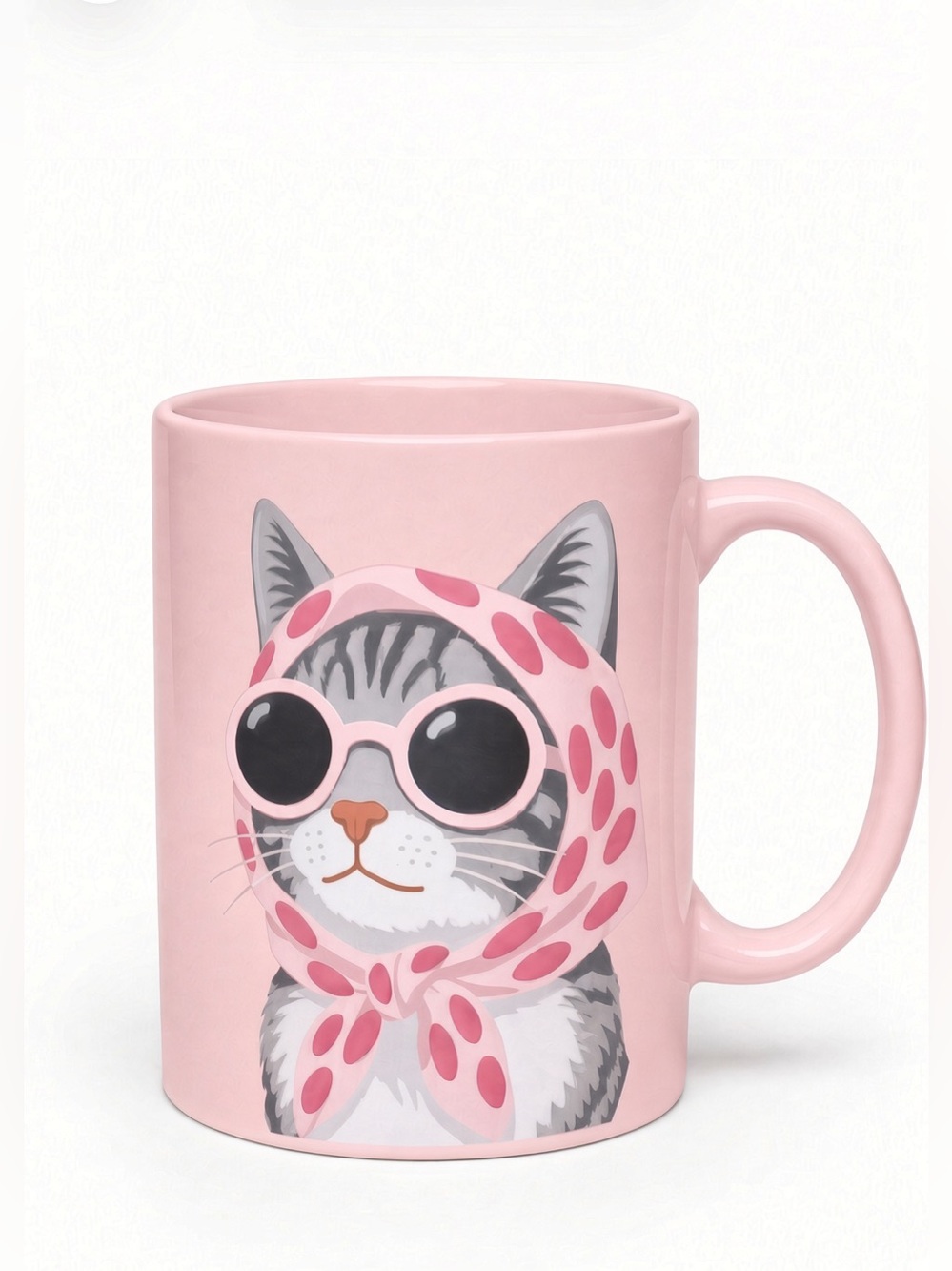 Babushka cat pink mug
